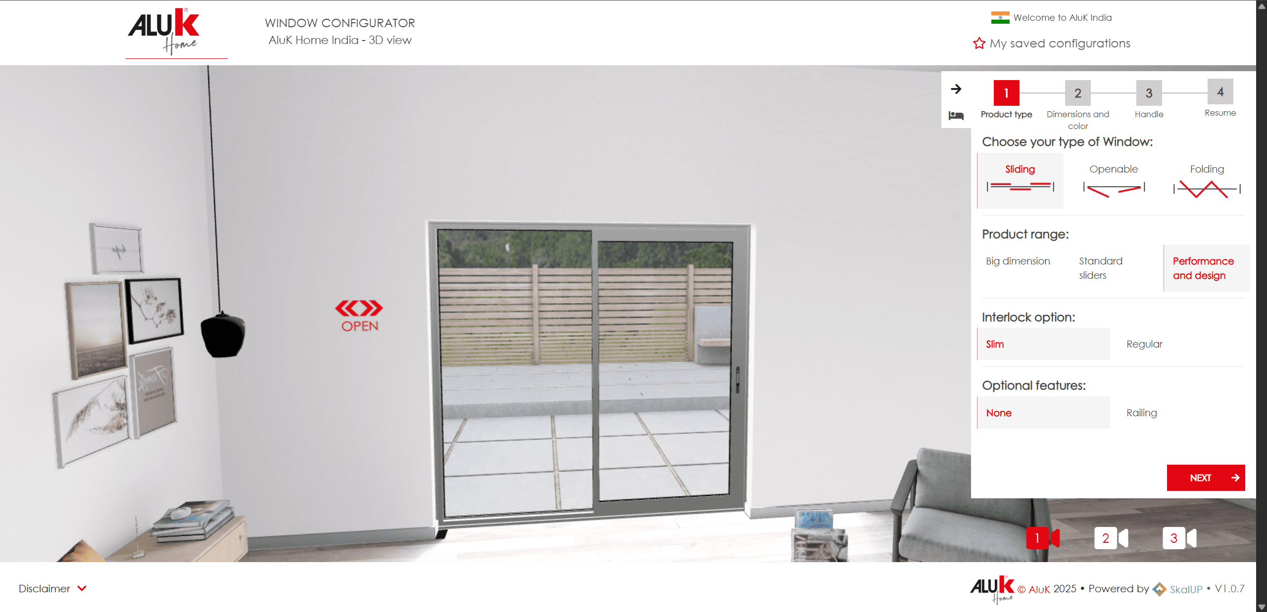 Alukhome Window & Door 3D configurator