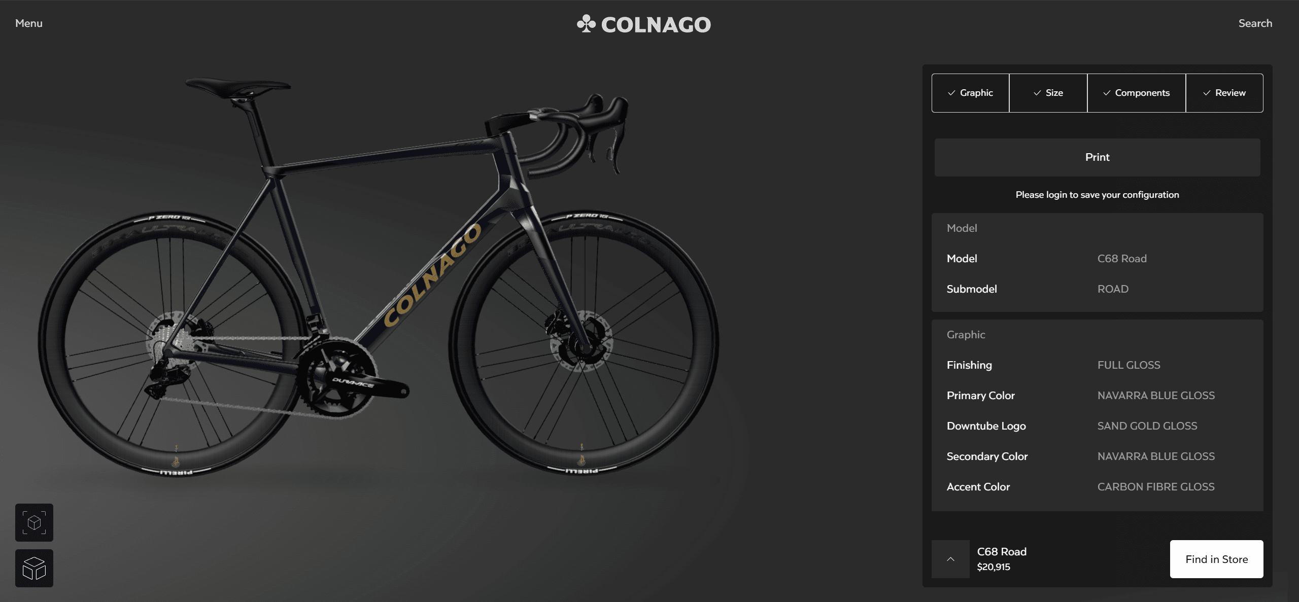 Colnago Bike 3D Customizer