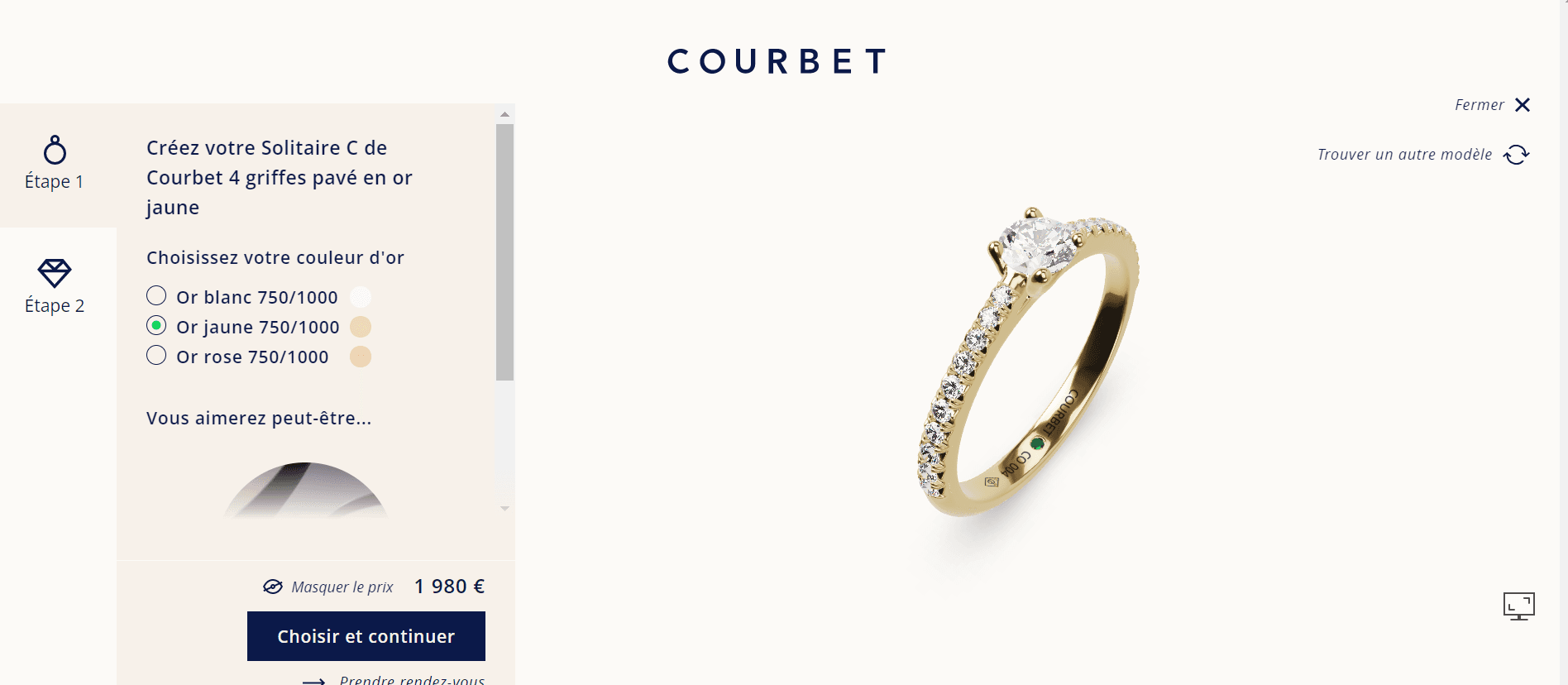 Courbet Gemstone Rings 3D Configurator
