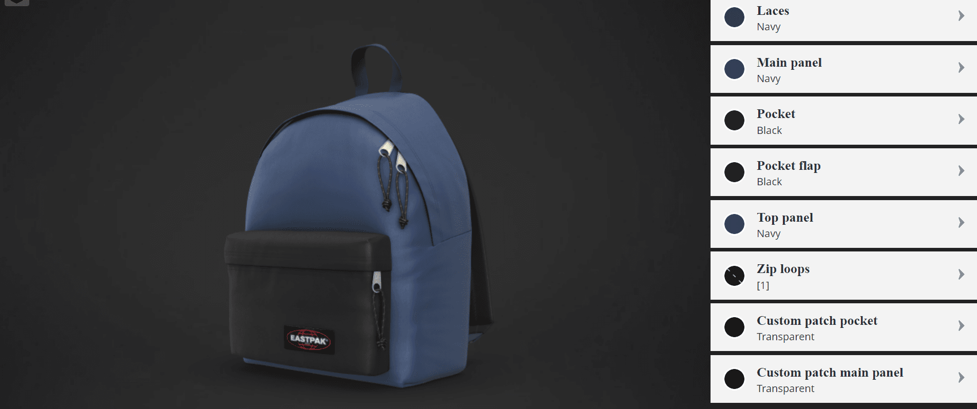 Eastpak Bag 3D Configurator