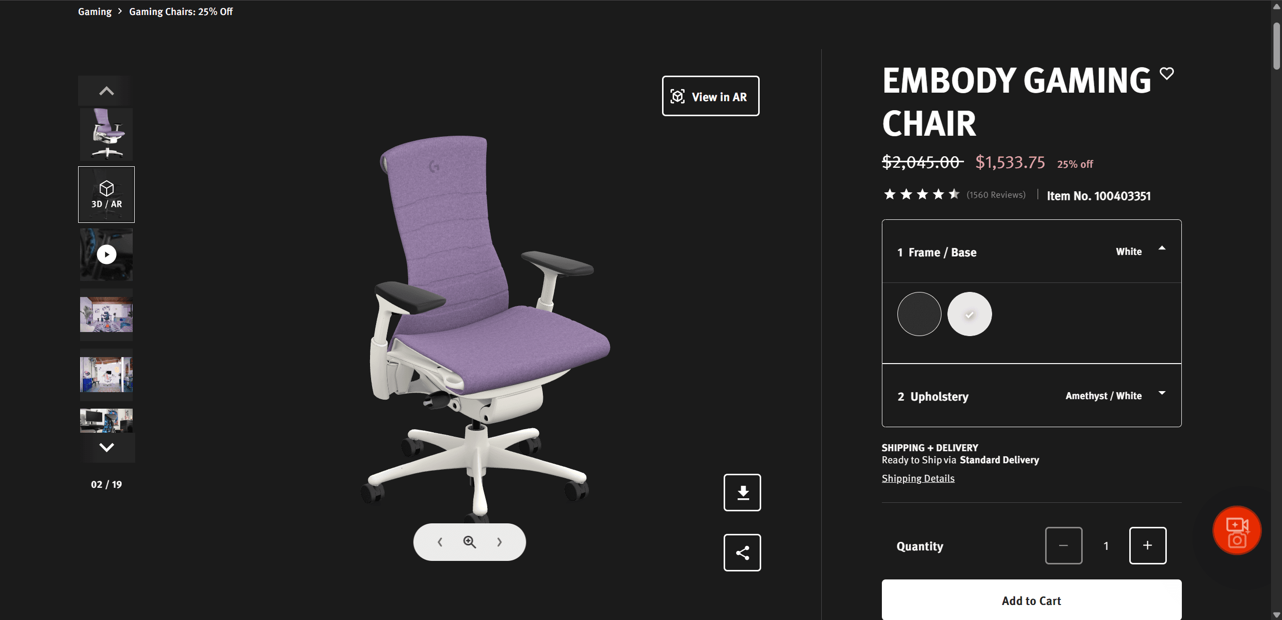 Herman miller Chair 3D Configurator