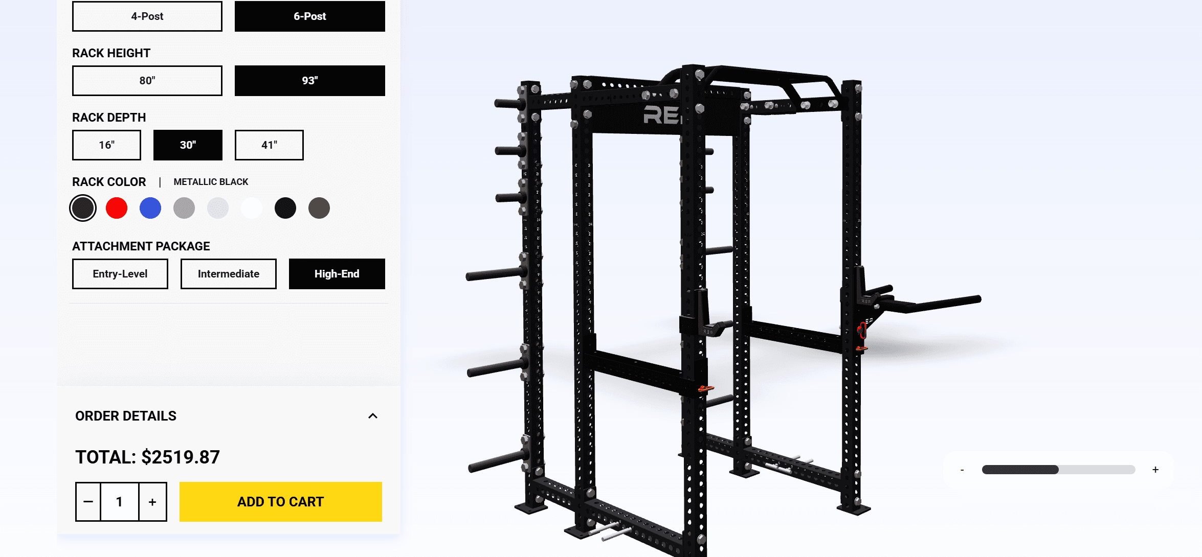 Rep Fitness Rack 3D Configurator