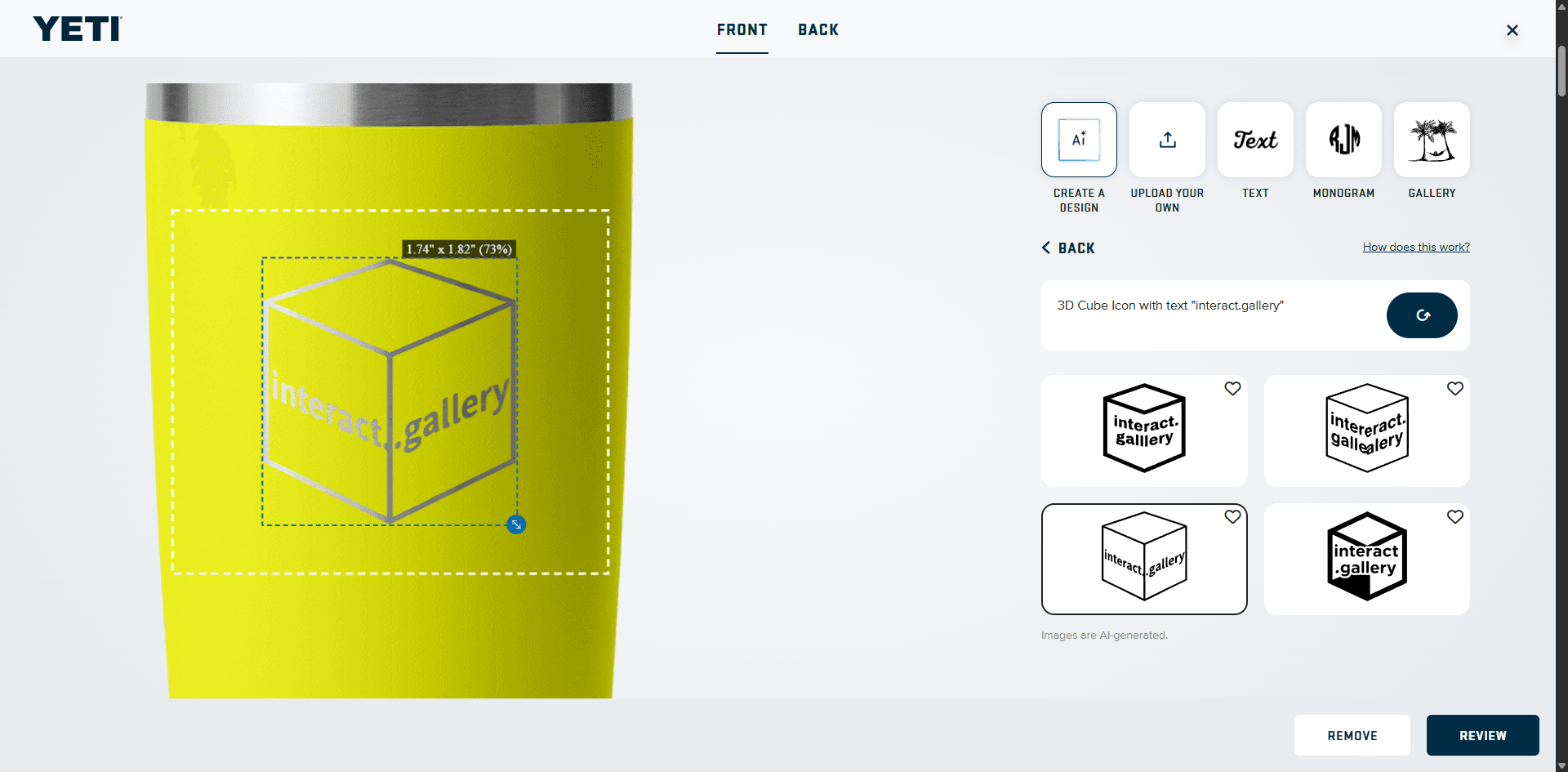 Yeti Custom Shop Cooler 2D Configurator